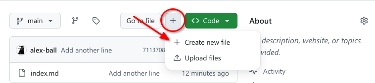 Create new file on GitHub