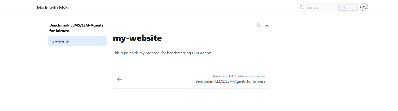 my-website rendered locally with new readme